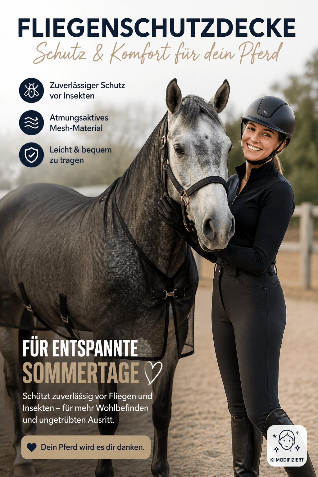 Fliegendecke Pferd – Netzgewebe Schutz vor Sommerekzem