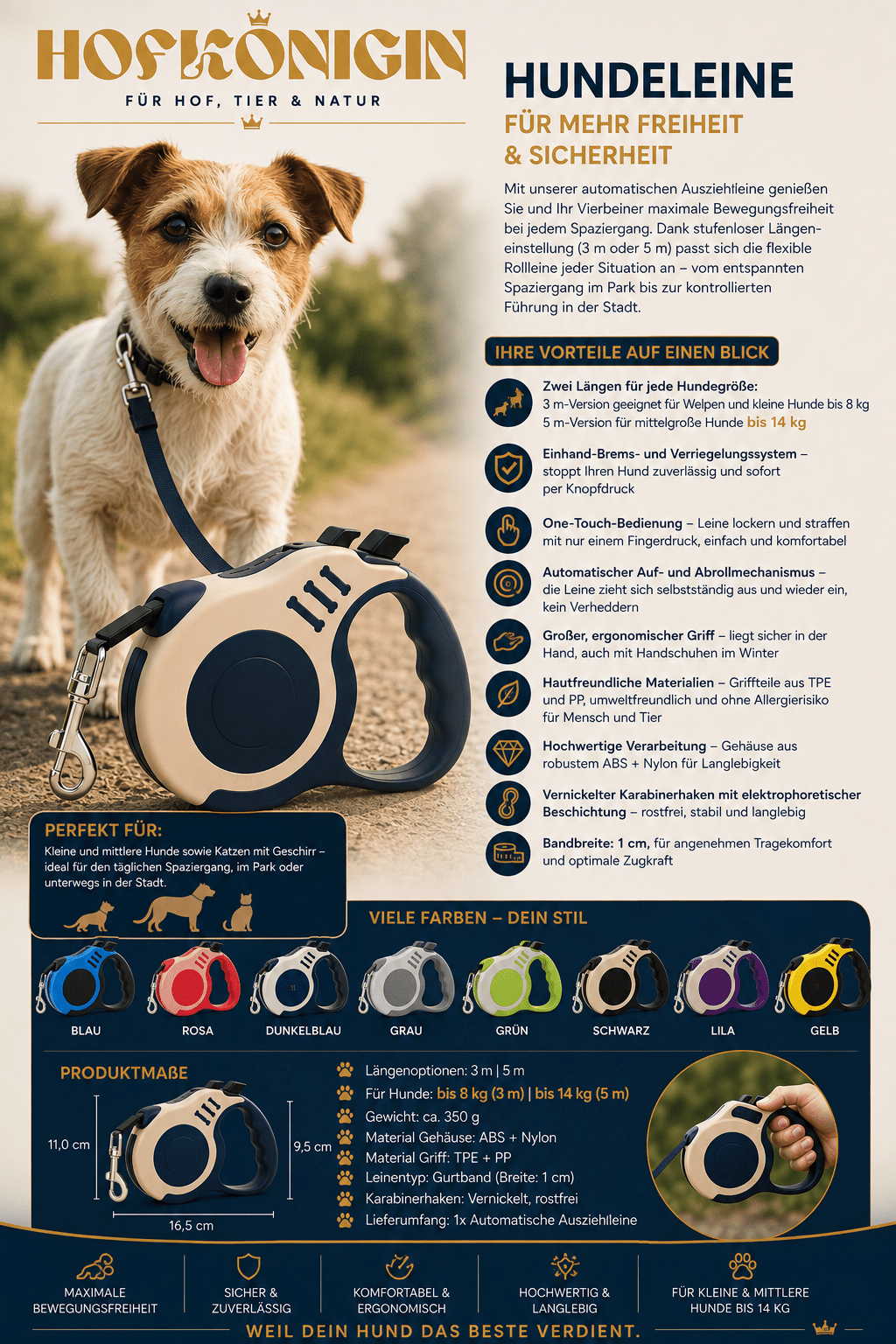 Retractable Dog Leash 3m/5m - Automatic Retractable Leash