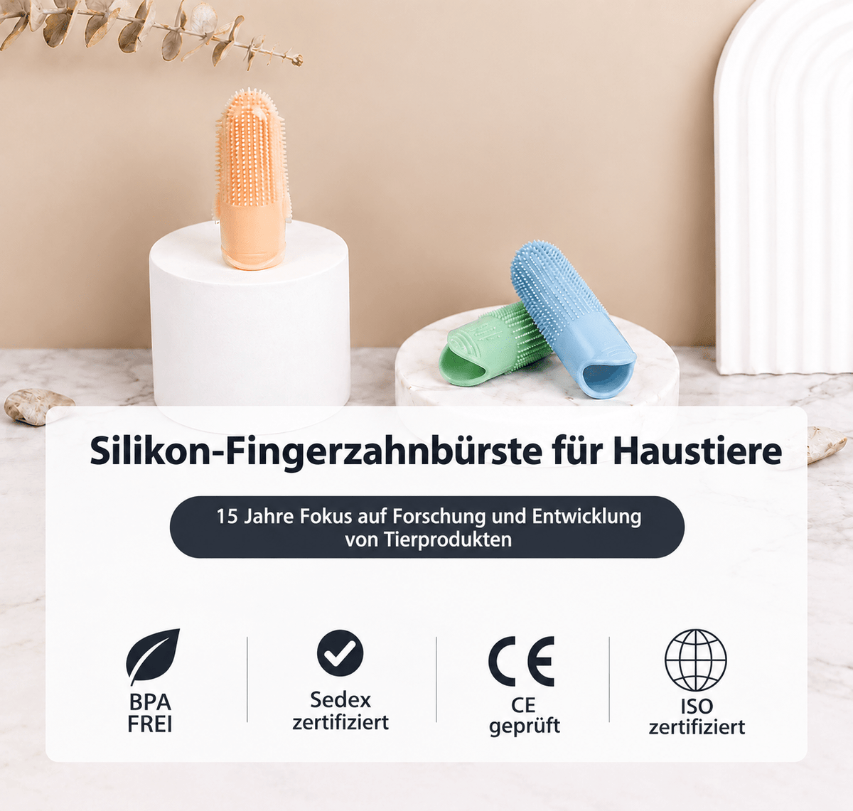 Hunde-Zahnbürste 360° – Silikon-Fingerzahnbürste für Hunde & Katzen