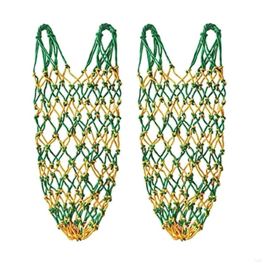 2Pcs/Set Durable Slow Feed Hay Net Large Capacity Hanging Horse Hay Bag 40Inch Hay Feeder Bag Equestrian Accessory