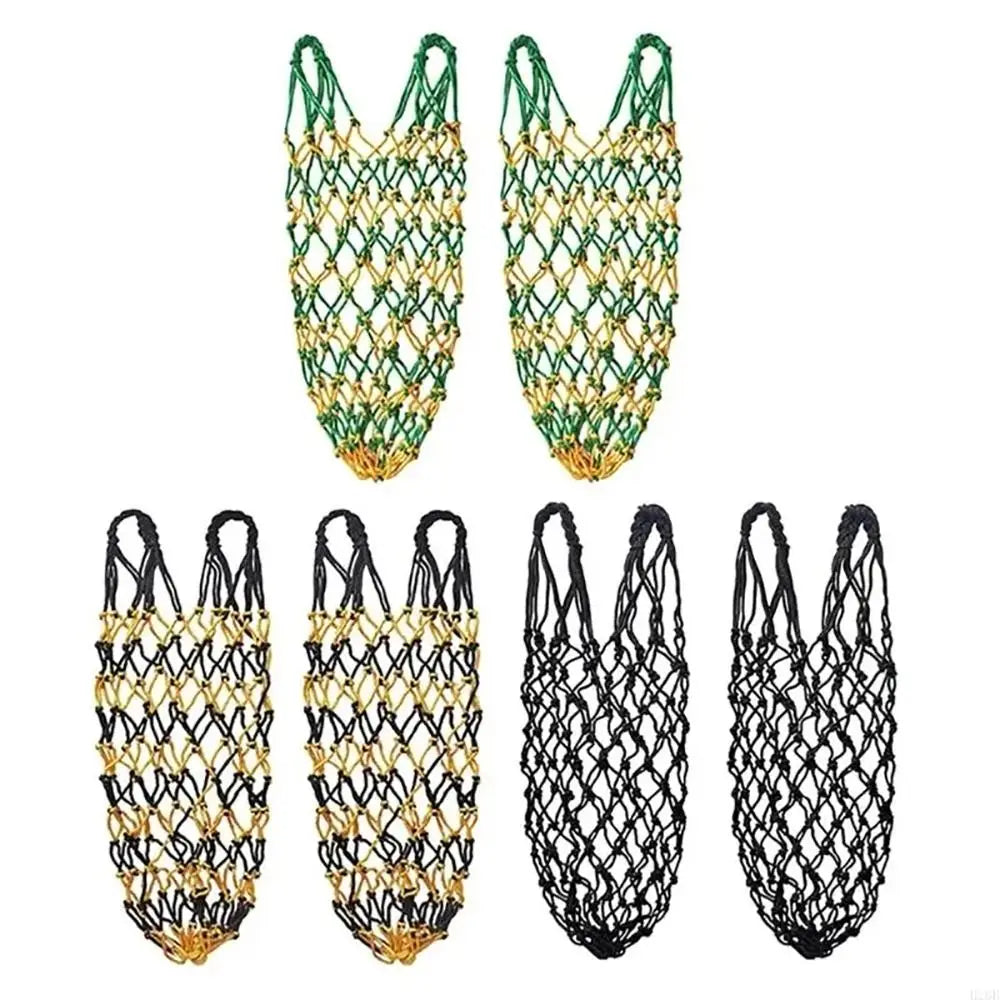 2Pcs/Set Durable Slow Feed Hay Net Large Capacity Hanging Horse Hay Bag 40Inch Hay Feeder Bag Equestrian Accessory